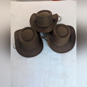 set of 3 adult hats in brown.